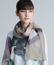 RK3HT01290 HIROKO KOSHINO(ヒロココシノ) COLOR BLOCKストール ベージュ