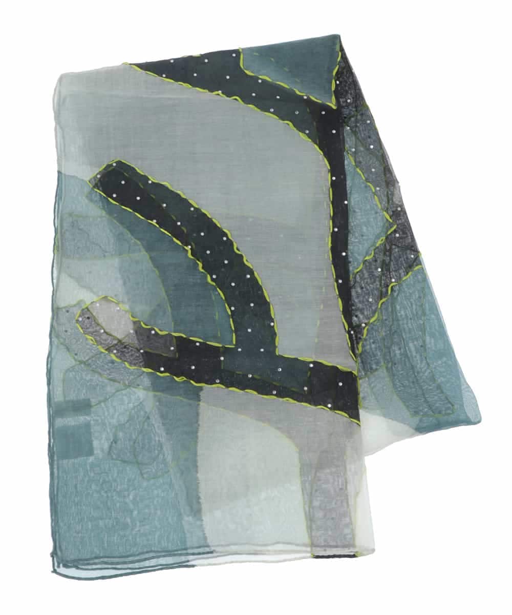 RK3HT01290 HIROKO KOSHINO(ヒロココシノ) COLOR BLOCKストール グリーン