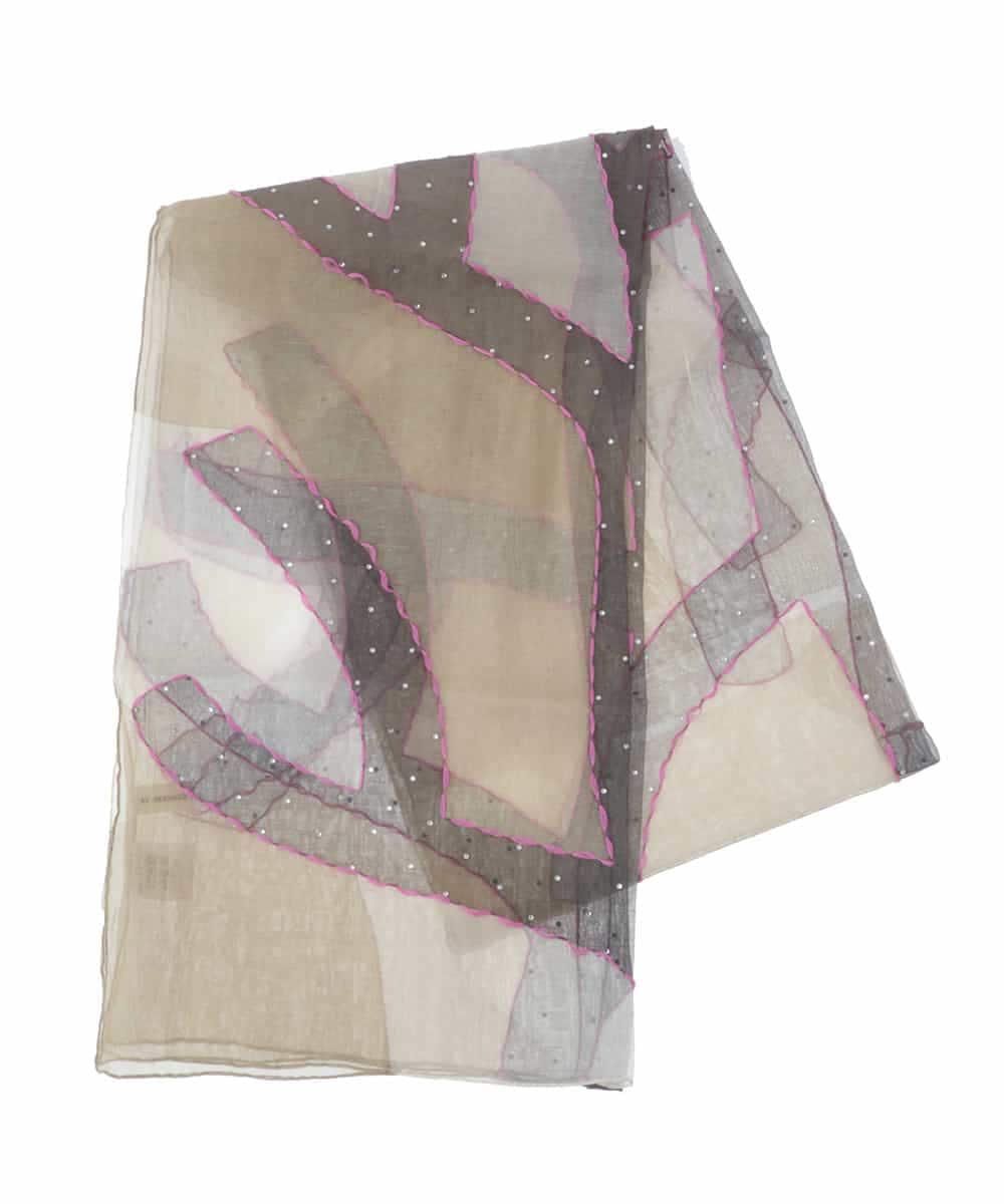 RK3HT01290 HIROKO KOSHINO(ヒロココシノ) COLOR BLOCKストール ベージュ