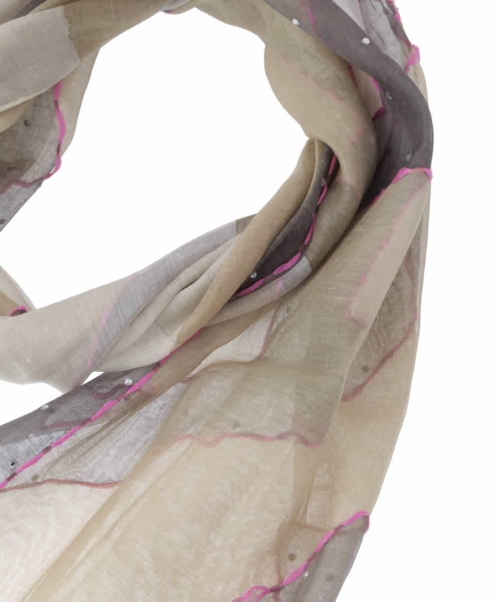 RK3HT01290 HIROKO KOSHINO(ヒロココシノ) COLOR BLOCKストール ベージュ