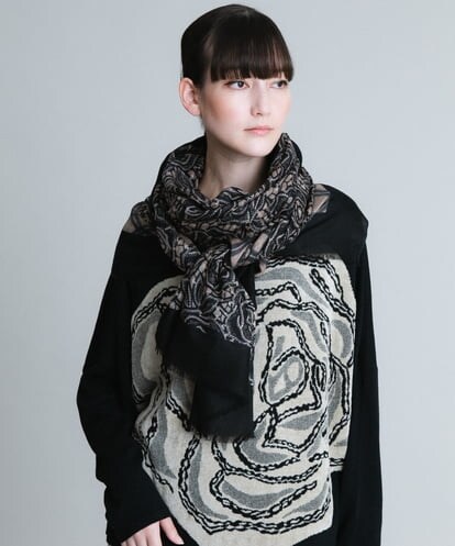 RK3JQ11330 HIROKO KOSHINO レース＆チェックストール