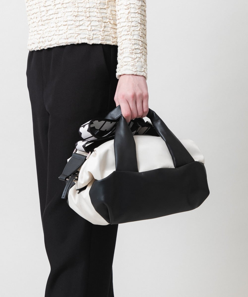 RK5ED11450 HIROKO KOSHINO(ヒロココシノ) 【2WAY】異素材ミックスボストンバッグ アイボリー