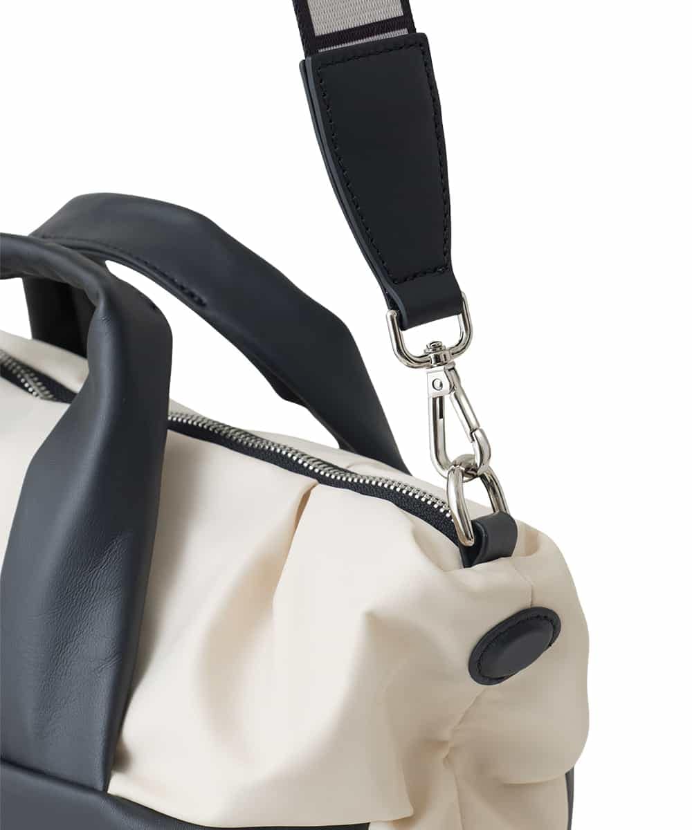 RK5ED11450 HIROKO KOSHINO(ヒロココシノ) 【2WAY】異素材ミックスボストンバッグ アイボリー