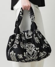 RK5FD01390 HIROKO KOSHINO(ヒロココシノ) ボタニカルプリントバッグ ブラック