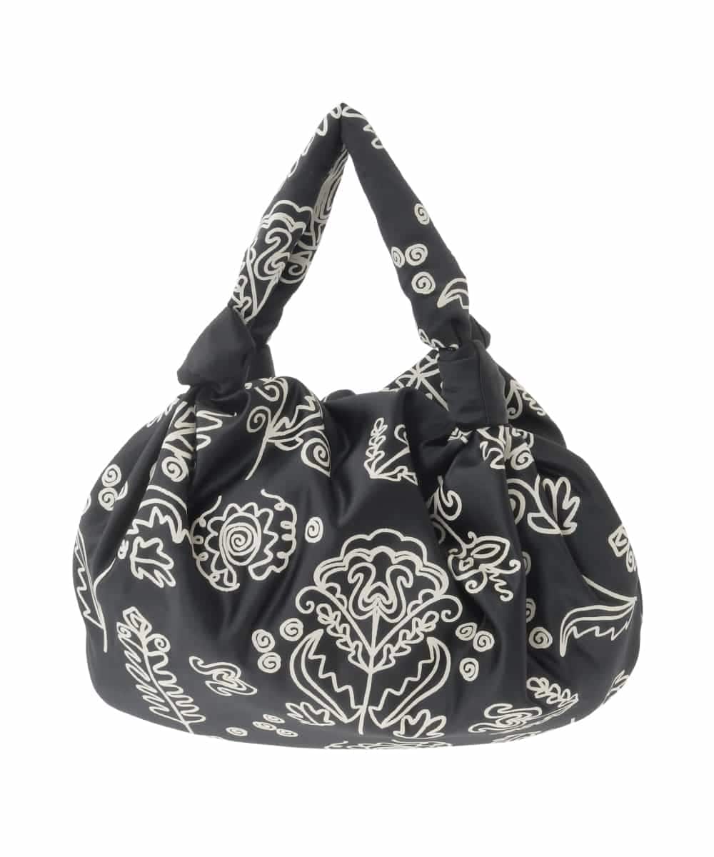 RK5FD01390 HIROKO KOSHINO(ヒロココシノ) ボタニカルプリントバッグ ブラック