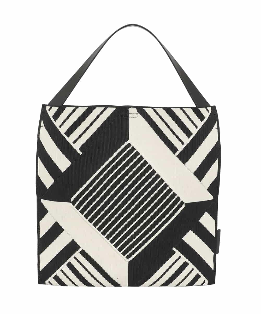 RK5GE01390 HIROKO KOSHINO(ヒロココシノ) ジオメトリックニットトートバッグ アイボリー