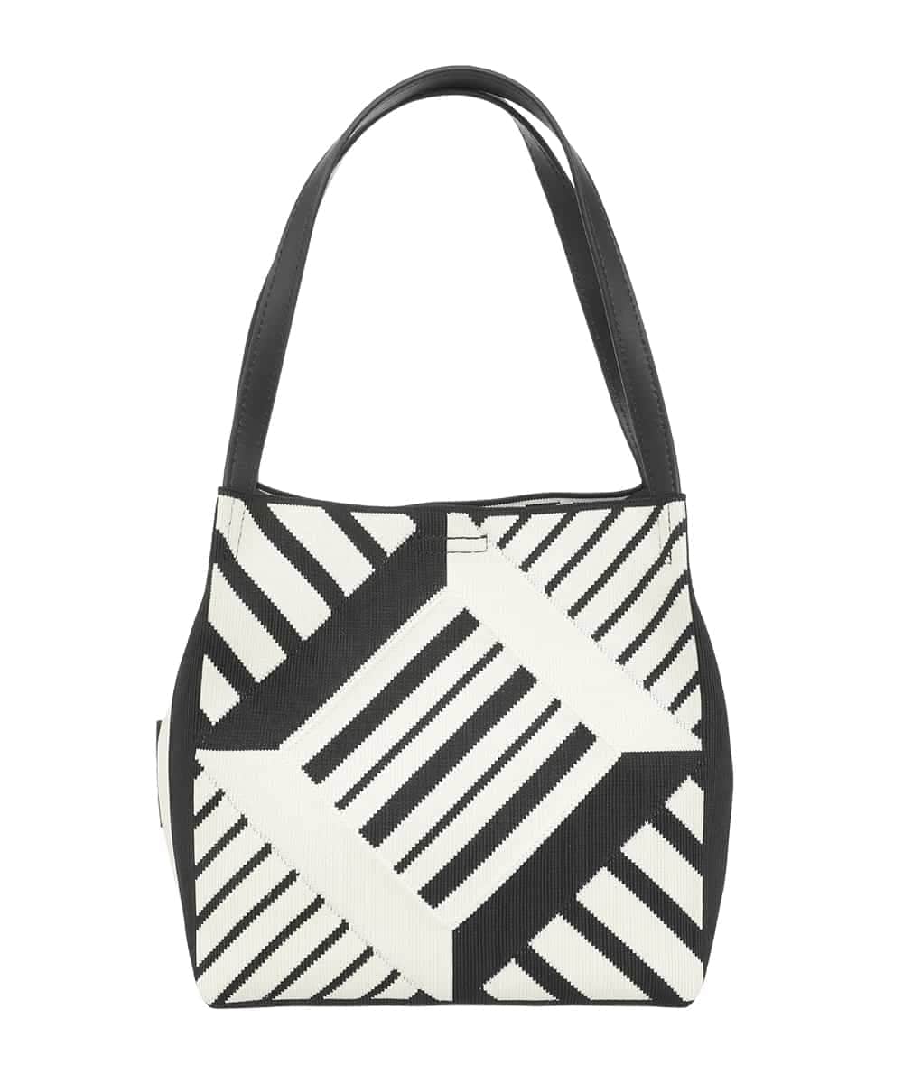 RK5GE02360 HIROKO KOSHINO(ヒロココシノ) ジオメトリックスクエアニットバッグ アイボリー