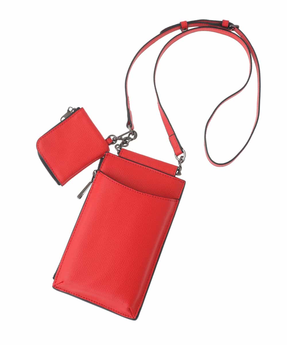 RK5JT02290 HIROKO KOSHINO(ヒロココシノ) イタリアンレザーモバイルポシェット レッド