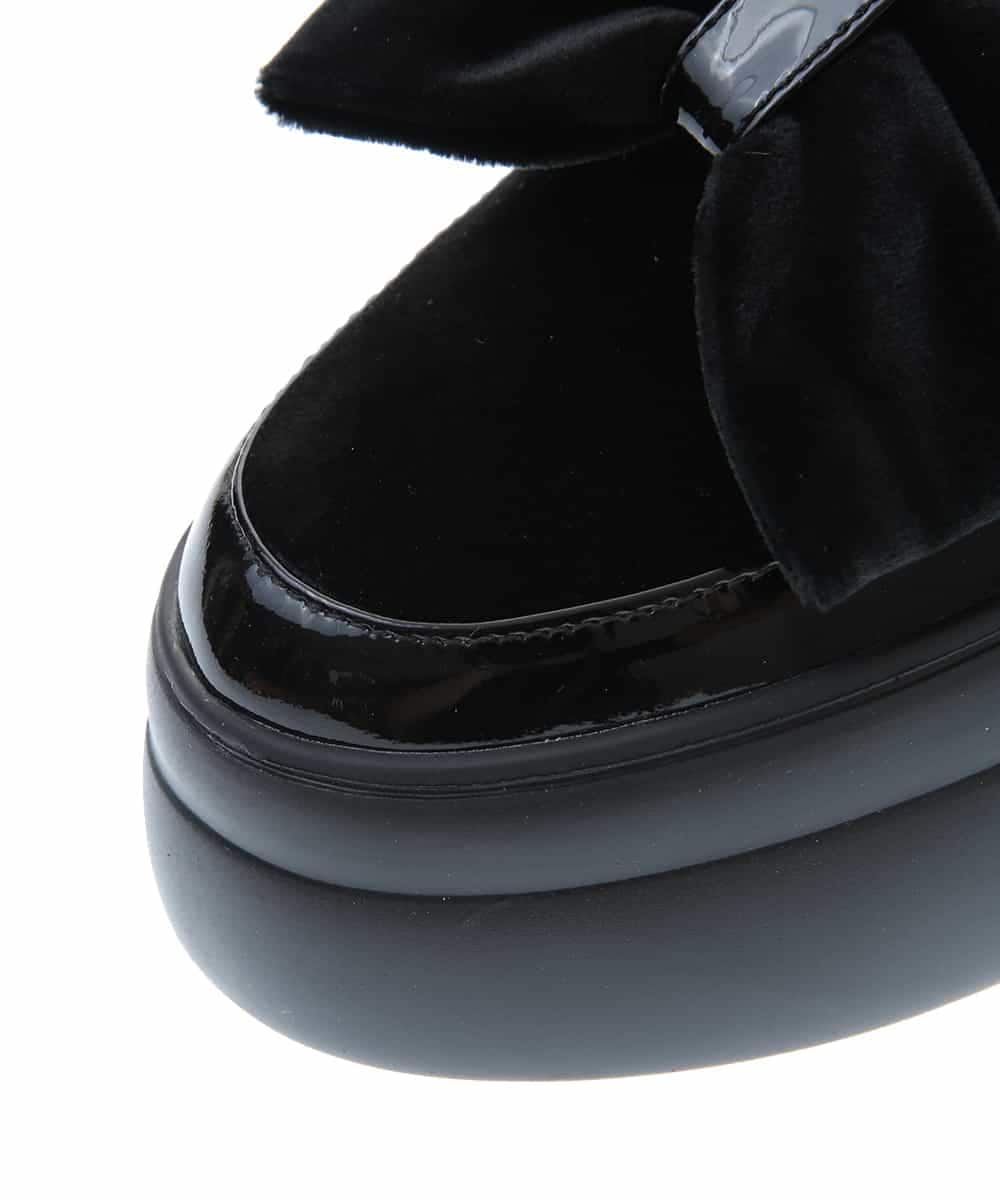 RK6AP03390 HIROKO KOSHINO(ヒロココシノ) 厚底ベルベットローファー ブラック