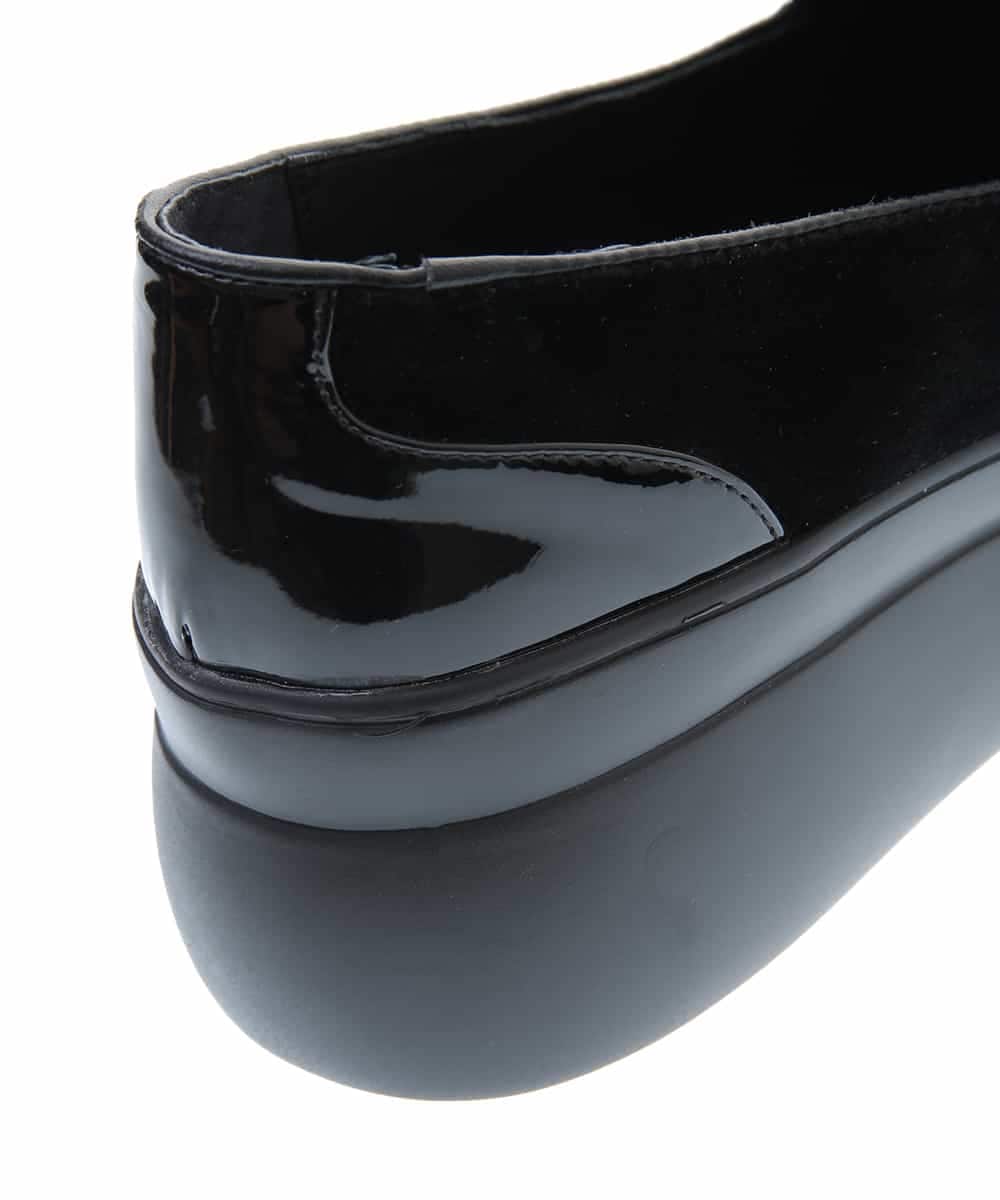 RK6AP03390 HIROKO KOSHINO(ヒロココシノ) 厚底ベルベットローファー ブラック