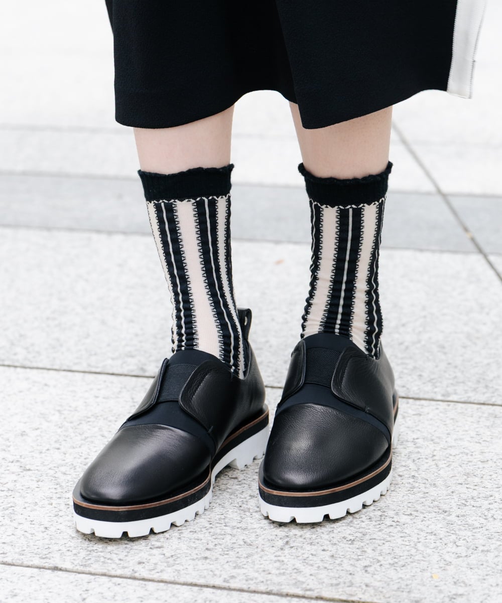 RK6ED11450 HIROKO KOSHINO(ヒロココシノ) センターゴアレザースリッポン/日本製 ブラック