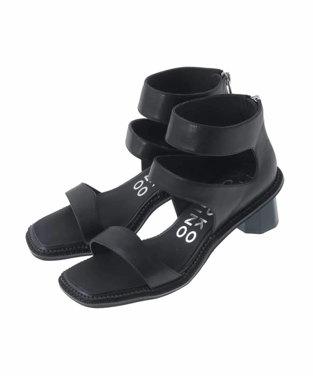 RK6FV01430 HIROKO KOSHINO(ヒロココシノ) HOLEバックファスナーサンダル ブラック