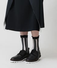 RK8ED11039 HIROKO KOSHINO(ヒロココシノ) ストライプステッチジャガードソックス /日本製/洗濯機で洗える アイボリー