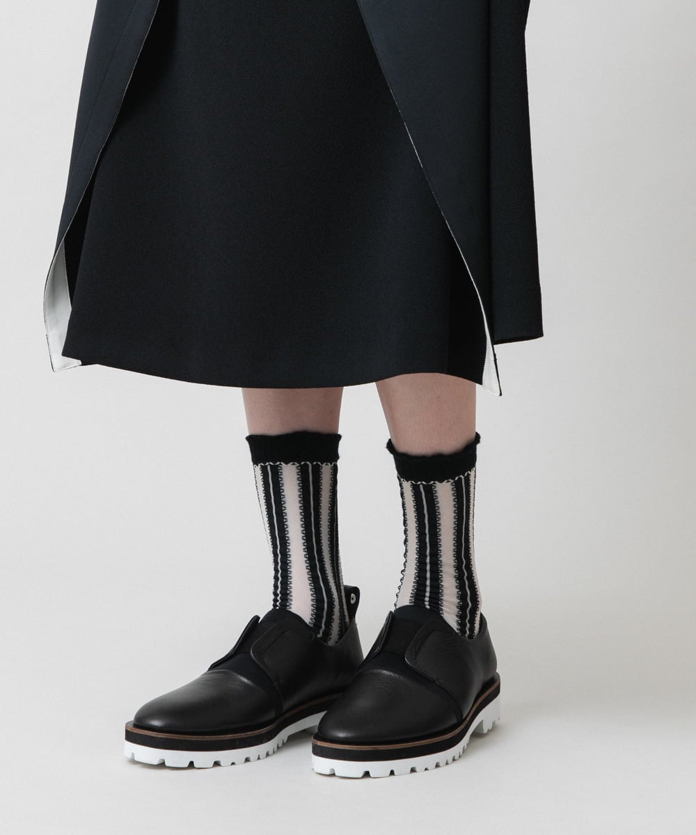 RK8ED11039 HIROKO KOSHINO(ヒロココシノ) ストライプステッチジャガードソックス /日本製/洗濯機で洗える アイボリー