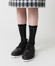 RK8ED11039 HIROKO KOSHINO(ヒロココシノ) ストライプステッチジャガードソックス /日本製/洗濯機で洗える ブラック