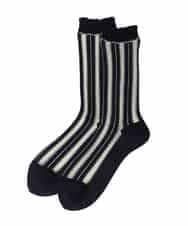 RK8ED11039 HIROKO KOSHINO(ヒロココシノ) ストライプステッチジャガードソックス /日本製/洗濯機で洗える アイボリー