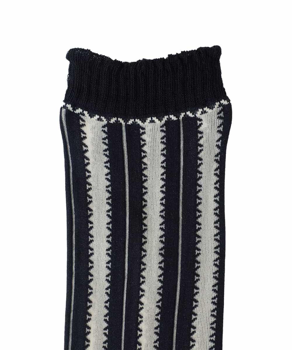 RK8ED11039 HIROKO KOSHINO(ヒロココシノ) ストライプステッチジャガードソックス /日本製/洗濯機で洗える アイボリー