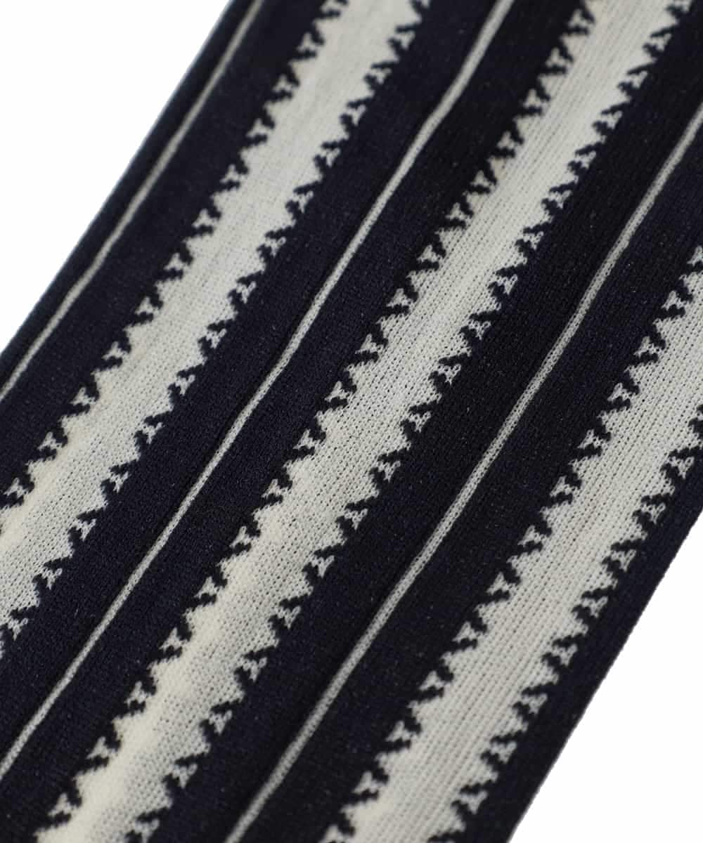 RK8ED11039 HIROKO KOSHINO(ヒロココシノ) ストライプステッチジャガードソックス /日本製/洗濯機で洗える アイボリー