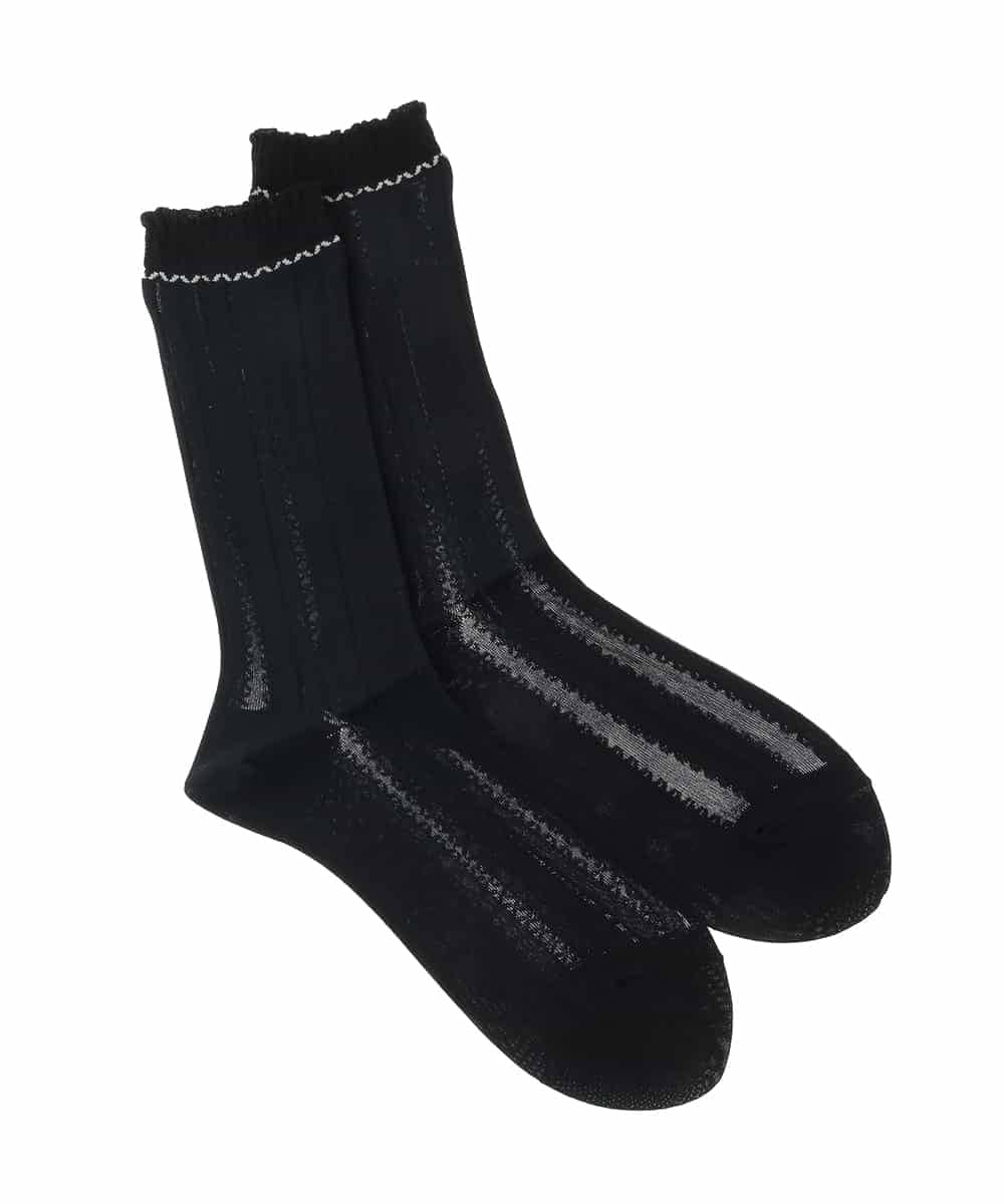 RK8ED11039 HIROKO KOSHINO ストライプステッチジャガードソックス /日本製/洗濯機で洗える