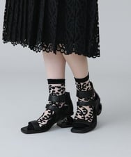 RK8EV11036 HIROKO KOSHINO(ヒロココシノ) 【日本製/洗濯機で洗える】クルクルジャカードシースルーソックス ブラックＸ透明チュール