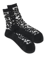 RK8EV11036 HIROKO KOSHINO(ヒロココシノ) 【日本製/洗濯機で洗える】クルクルジャカードシースルーソックス ブラックＸ黒チュール