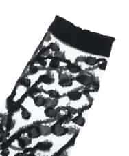 RK8EV11036 HIROKO KOSHINO(ヒロココシノ) 【日本製/洗濯機で洗える】クルクルジャカードシースルーソックス ブラックＸ透明チュール