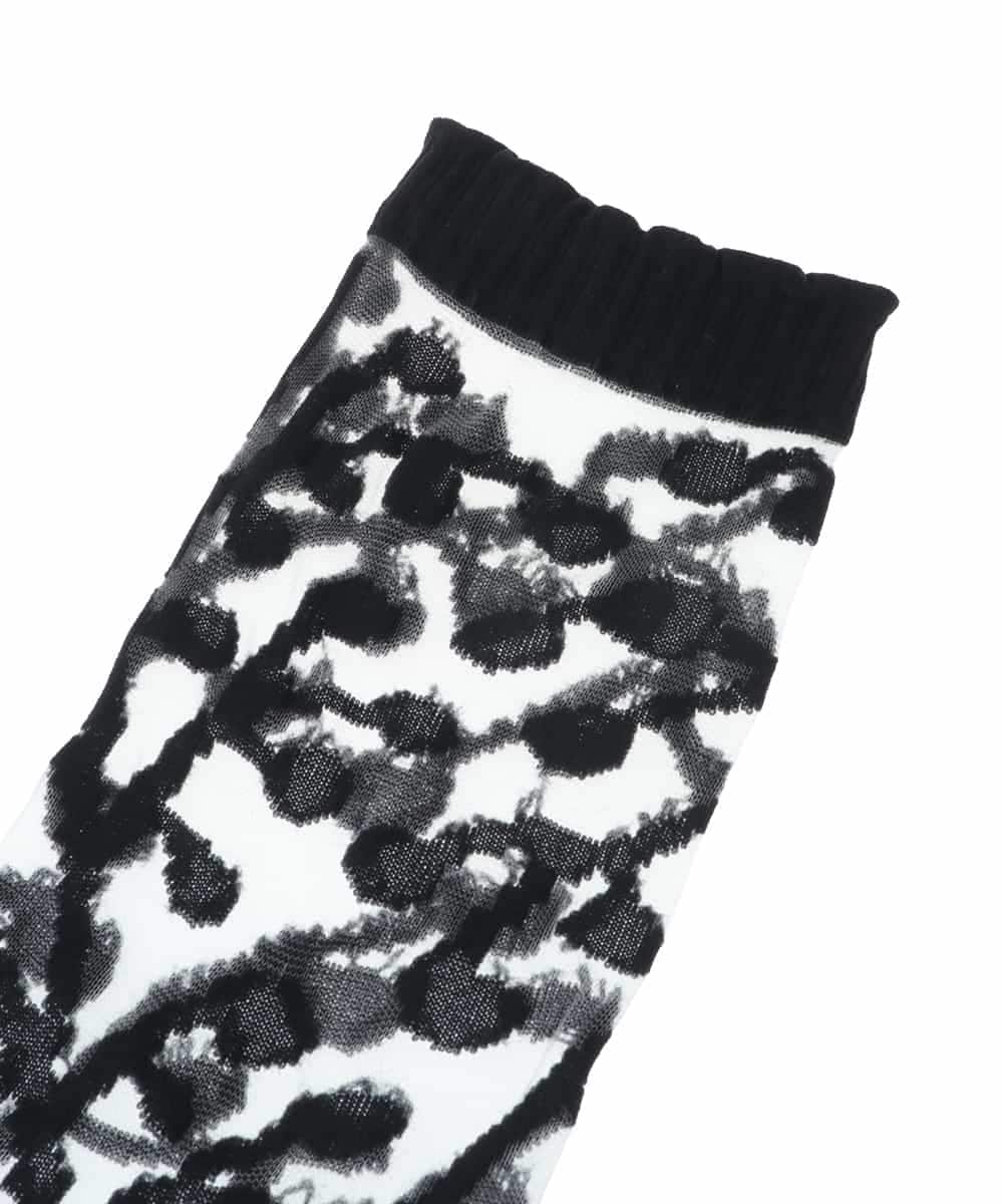RK8EV11036 HIROKO KOSHINO(ヒロココシノ) 【日本製/洗濯機で洗える】クルクルジャカードシースルーソックス ブラックＸ透明チュール