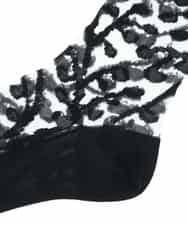 RK8EV11036 HIROKO KOSHINO(ヒロココシノ) 【日本製/洗濯機で洗える】クルクルジャカードシースルーソックス ブラックＸ透明チュール