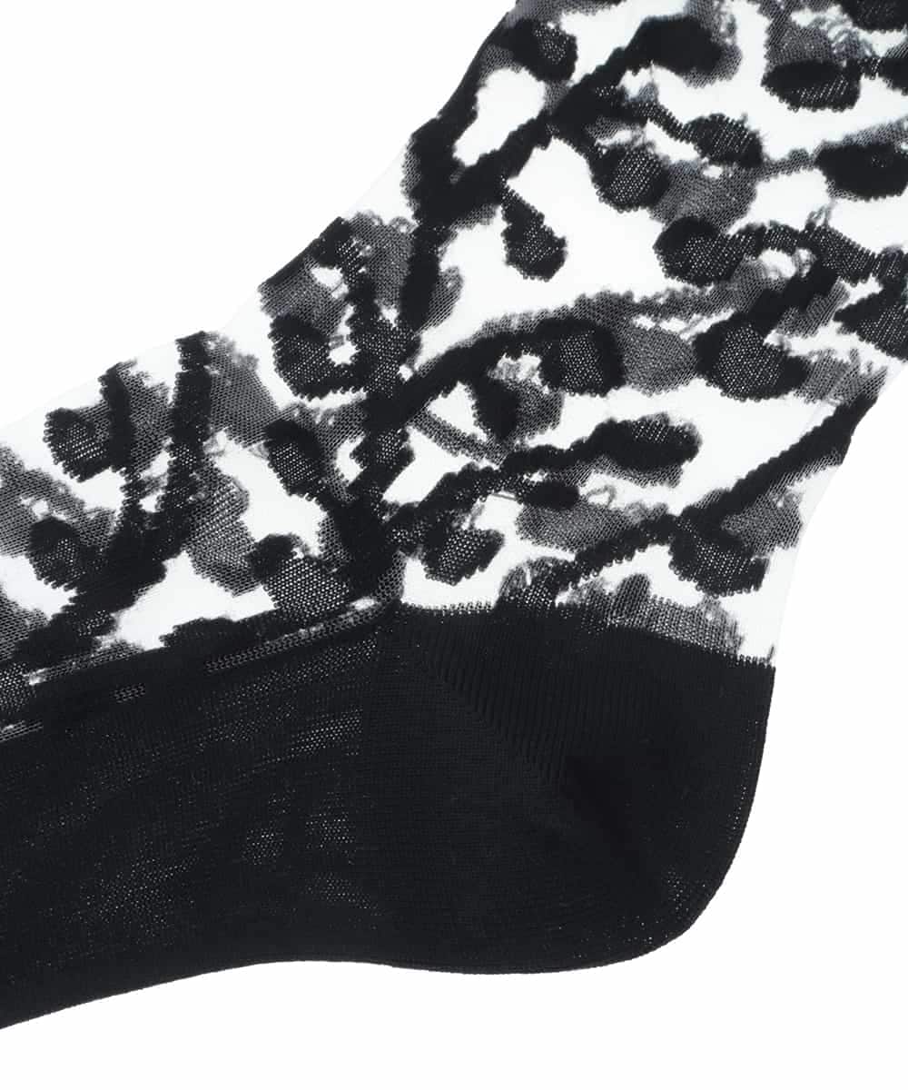 RK8EV11036 HIROKO KOSHINO(ヒロココシノ) 【日本製/洗濯機で洗える】クルクルジャカードシースルーソックス ブラックＸ透明チュール