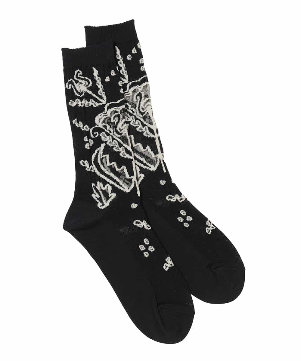 RK8FD01042 HIROKO KOSHINO(ヒロココシノ) ボタニカルメッシュソックス/日本製/洗濯機で洗える ブラック