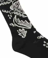 RK8FD01042 HIROKO KOSHINO(ヒロココシノ) ボタニカルメッシュソックス/日本製/洗濯機で洗える ブラック