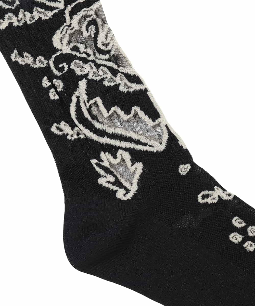 RK8FD01042 HIROKO KOSHINO(ヒロココシノ) ボタニカルメッシュソックス/日本製/洗濯機で洗える ブラック