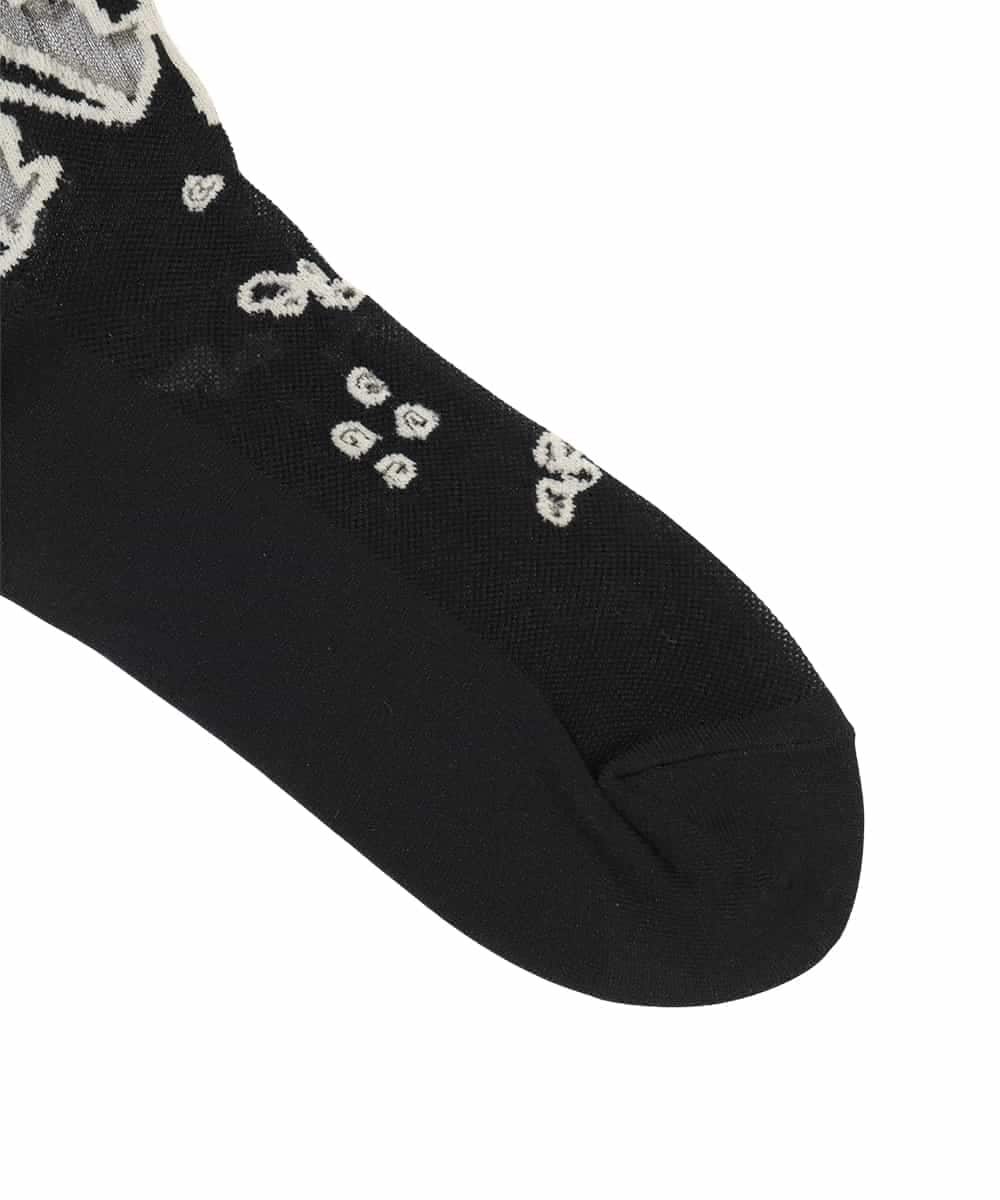 RK8FD01042 HIROKO KOSHINO(ヒロココシノ) ボタニカルメッシュソックス/日本製/洗濯機で洗える ブラック