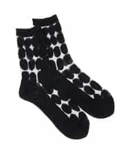 RK8GA01036 HIROKO KOSHINO(ヒロココシノ) オーバル柄シースルーソックス/日本製 ブラック