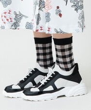 RK8GD01042 HIROKO KOSHINO(ヒロココシノ) チェックシースルーソックス /日本製/洗濯機で洗える グレー