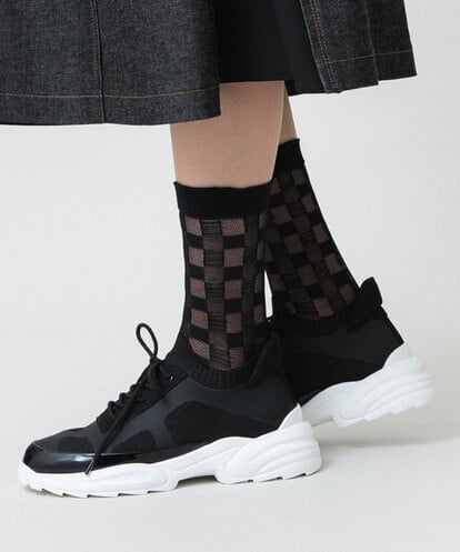 RK8GD01042 HIROKO KOSHINO チェックシースルーソックス /日本製/洗濯機で洗える