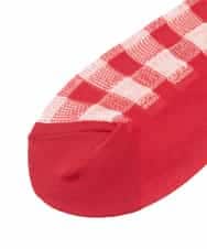 RK8GD01042 HIROKO KOSHINO(ヒロココシノ) チェックシースルーソックス /日本製/洗濯機で洗える レッド