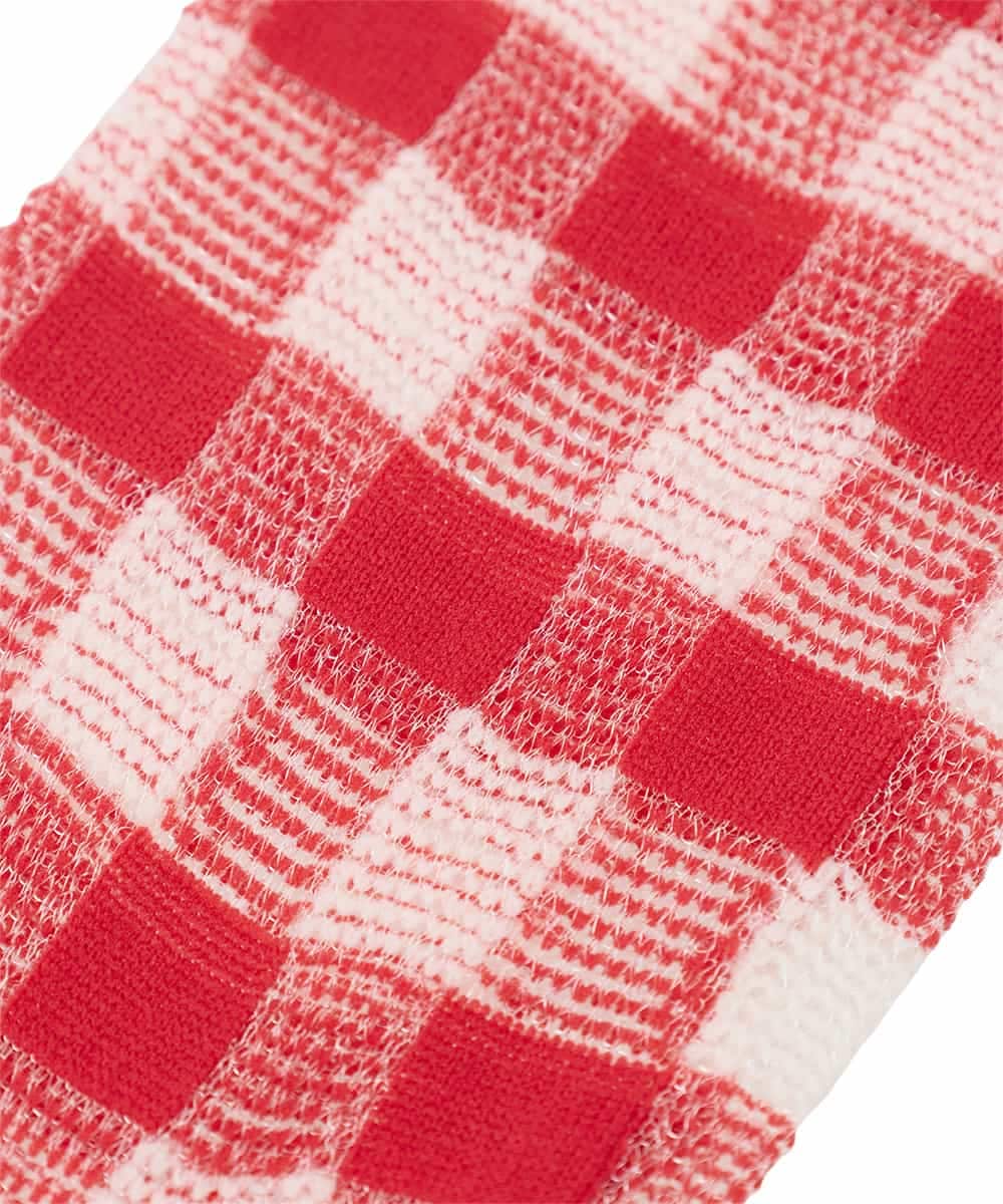 RK8GD01042 HIROKO KOSHINO(ヒロココシノ) チェックシースルーソックス /日本製/洗濯機で洗える レッド
