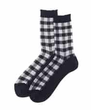 RK8GD01042 HIROKO KOSHINO(ヒロココシノ) チェックシースルーソックス /日本製/洗濯機で洗える グレー