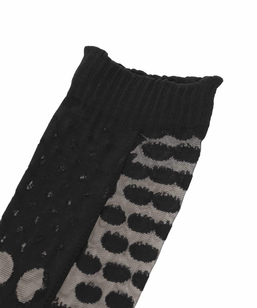 RK8GE01039 HIROKO KOSHINO(ヒロココシノ) マルチドットパターンシアーソックス /日本製/洗濯機で洗える ブラック