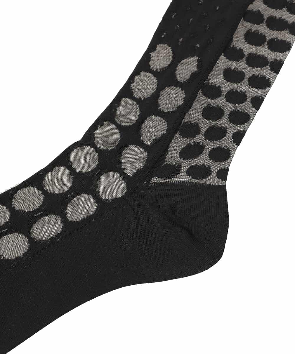 RK8GE01039 HIROKO KOSHINO(ヒロココシノ) マルチドットパターンシアーソックス /日本製/洗濯機で洗える ブラック