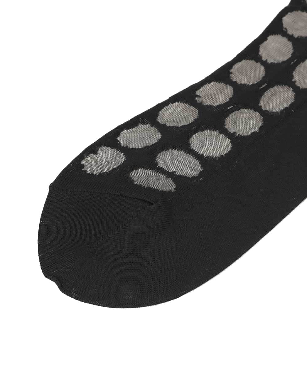 RK8GE01039 HIROKO KOSHINO(ヒロココシノ) マルチドットパターンシアーソックス /日本製/洗濯機で洗える ブラック