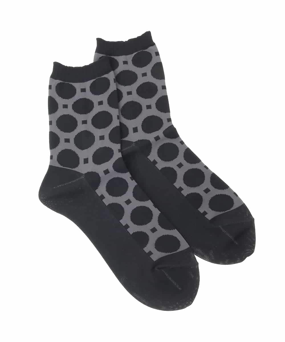 RK8LD02039 HIROKO KOSHINO(ヒロココシノ) ドットジャカードソックス /日本製/洗濯機で洗える グレー
