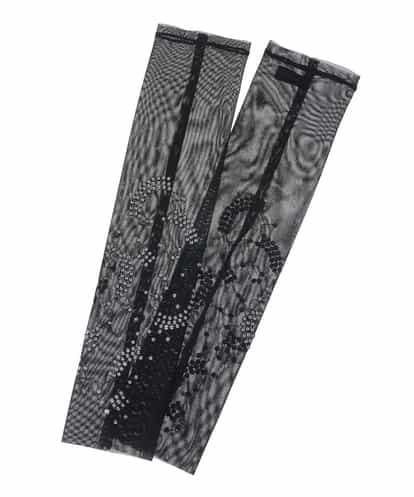 RK9EV11150 HIROKO KOSHINO 【日本製/洗える】スパンコール刺繍チュールアームカバー