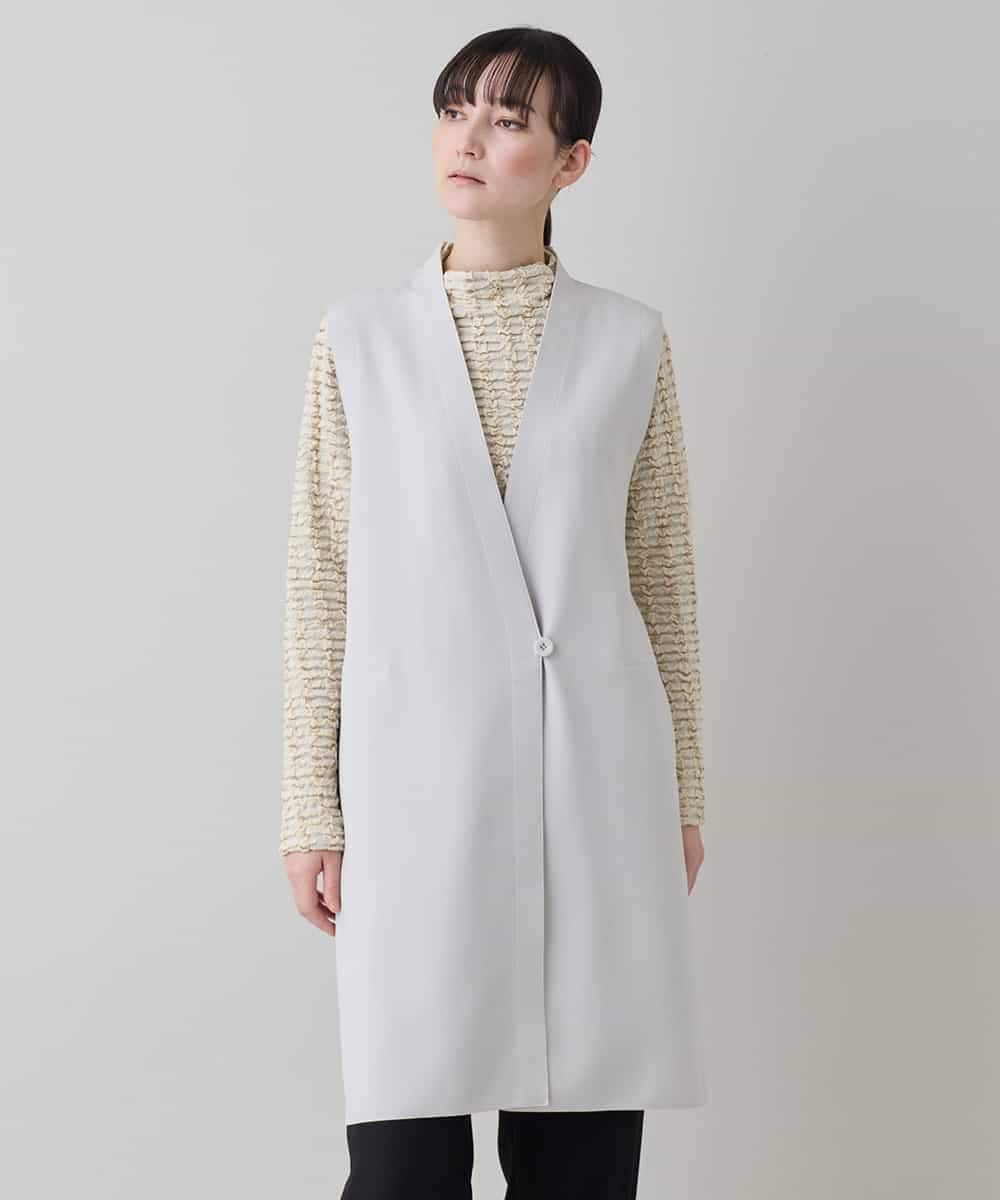 RKBED11390 HIROKO KOSHINO(ヒロココシノ) Vラインデザインジレ /日本製/洗える ライトグレー