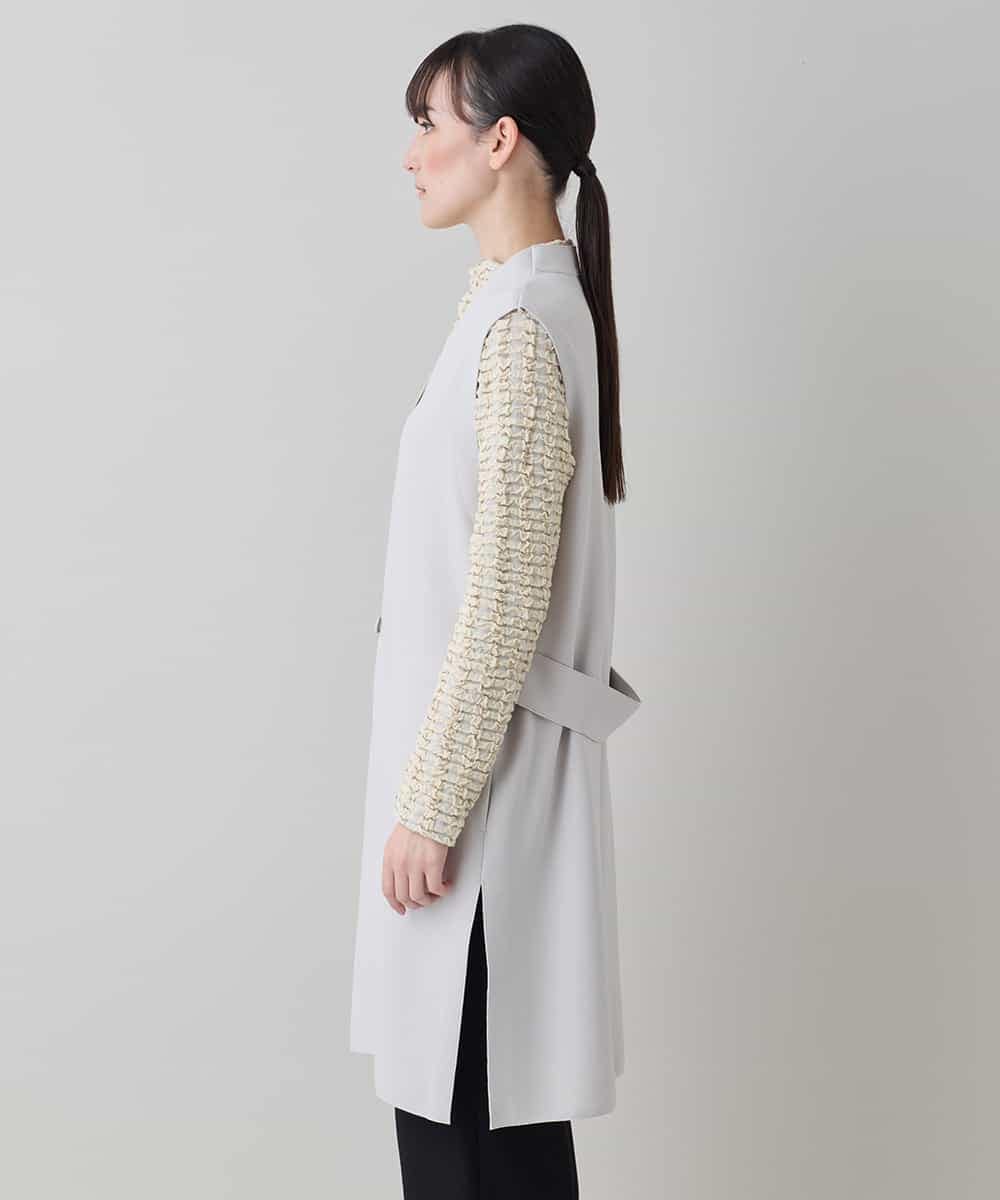 RKBED11390 HIROKO KOSHINO(ヒロココシノ) Vラインデザインジレ /日本製/洗える ライトグレー