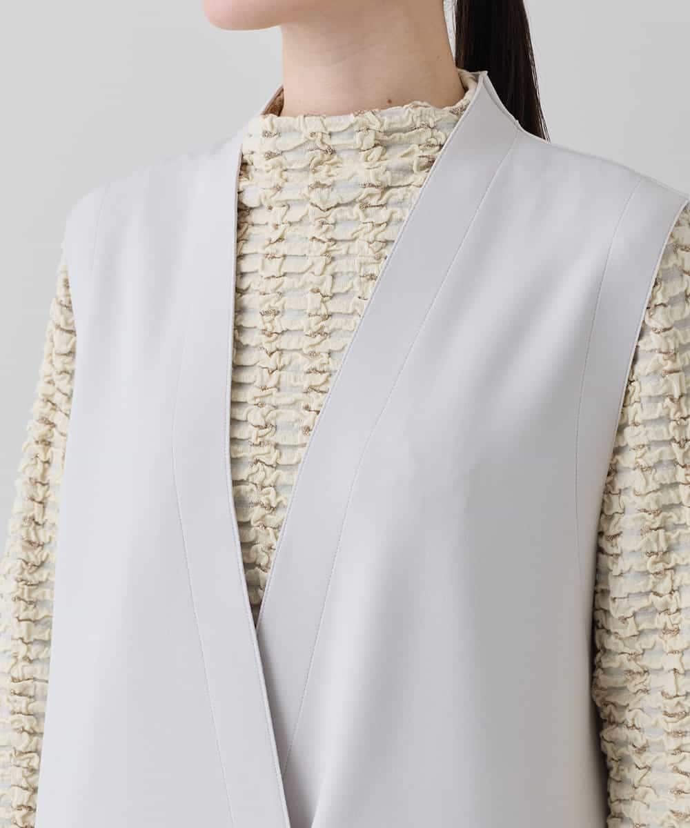 RKBED11390 HIROKO KOSHINO(ヒロココシノ) Vラインデザインジレ /日本製/洗える ライトグレー