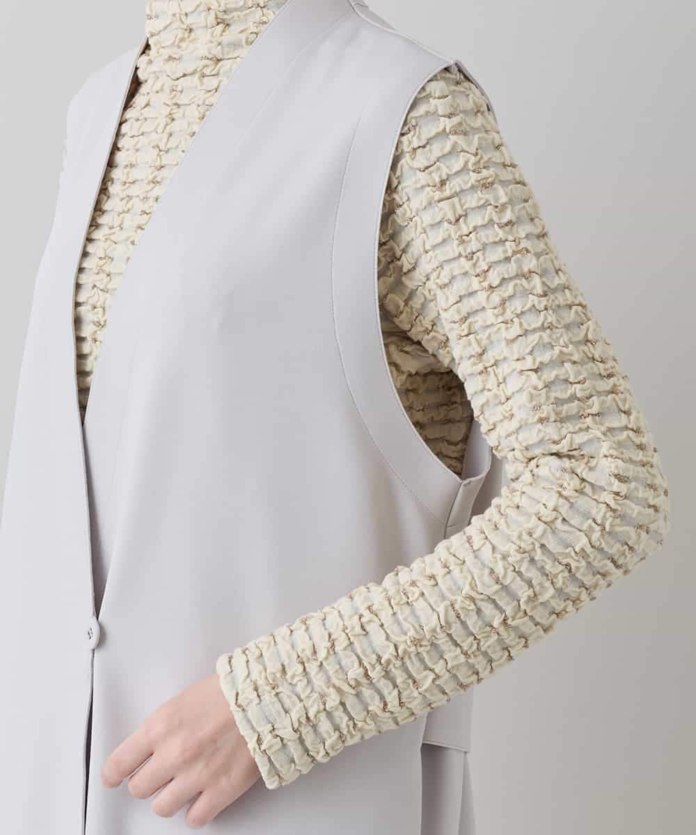 RKBED11390 HIROKO KOSHINO(ヒロココシノ) Vラインデザインジレ /日本製/洗える ライトグレー