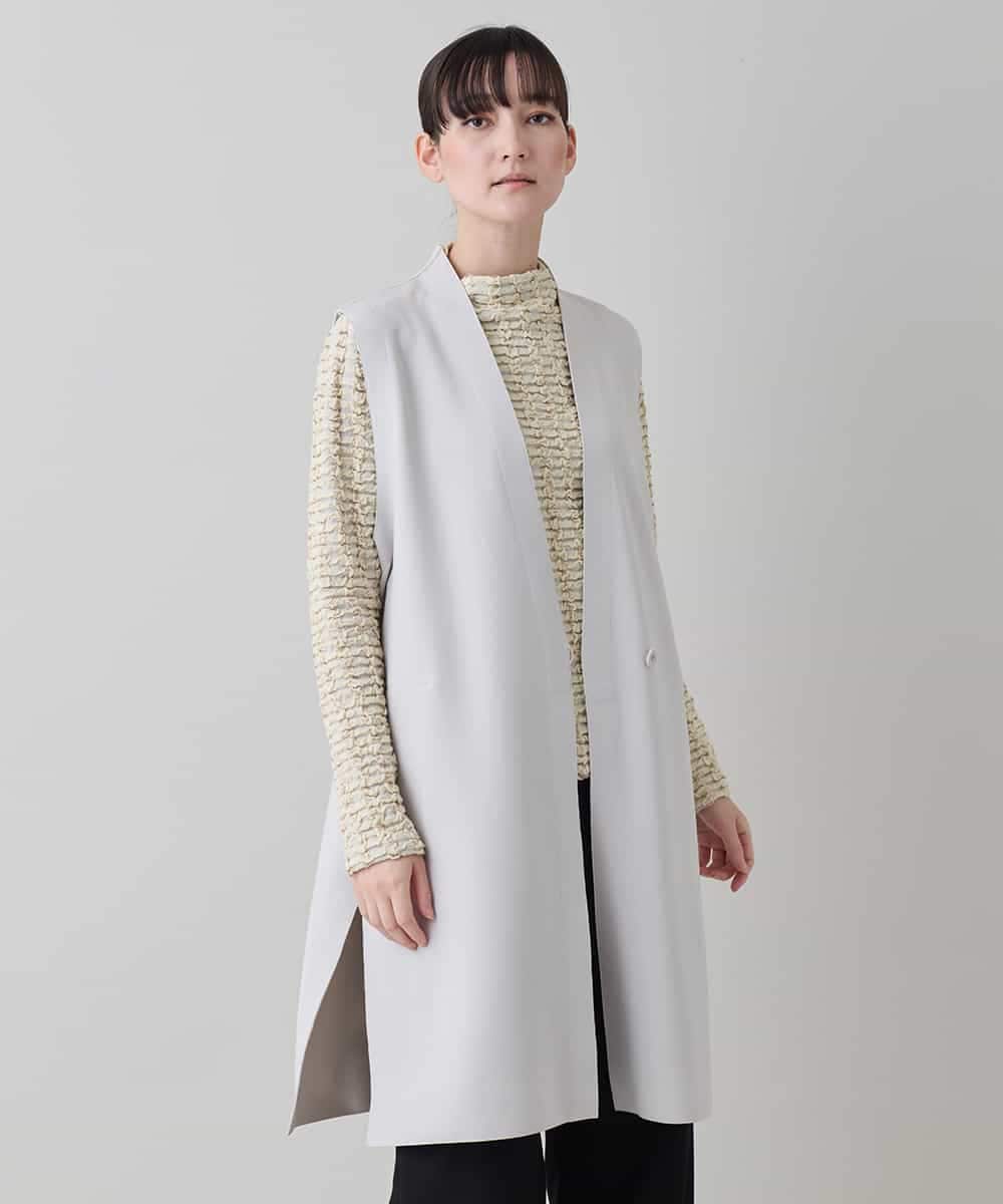 RKBED11390 HIROKO KOSHINO(ヒロココシノ) Vラインデザインジレ /日本製/洗える ライトグレー