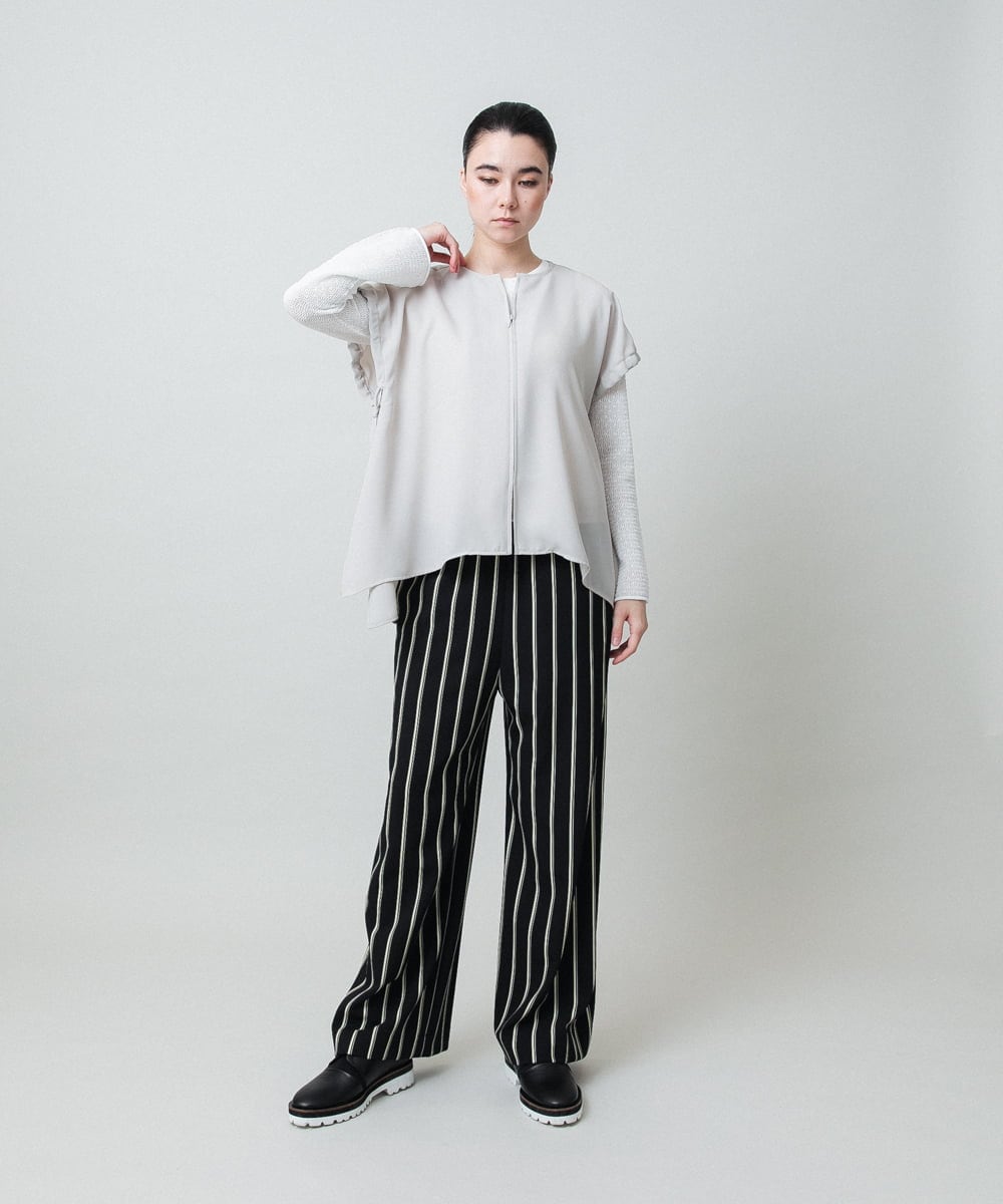 RKBGD01390 HIROKO KOSHINO(ヒロココシノ) ギャザースリーブジレ/日本製/洗える オフホワイト